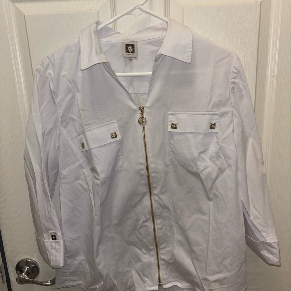 Anne Klein White Jacket with Gold Accents